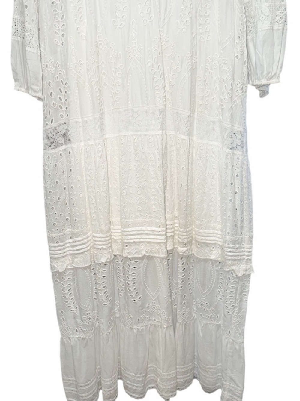 Johnny Was "Jade" White Sleeve Rayon Maxi Dress w white fitted slip-flawless xl - Picture 7 of 15